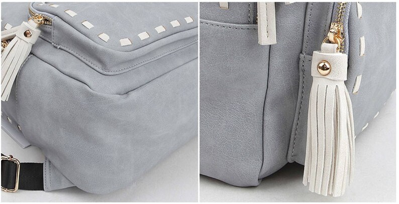 White, Gray, Black Chic Stitch Design Backpack