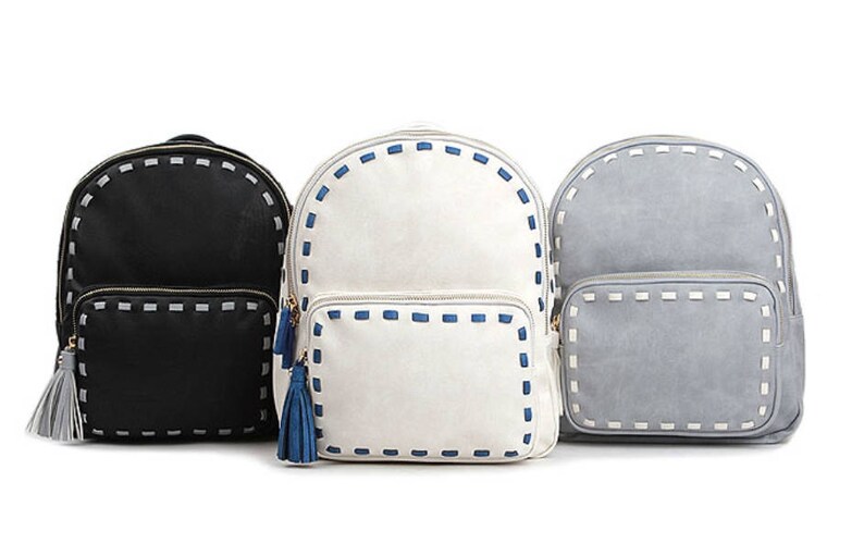 White, Gray, Black Chic Stitch Design Backpack