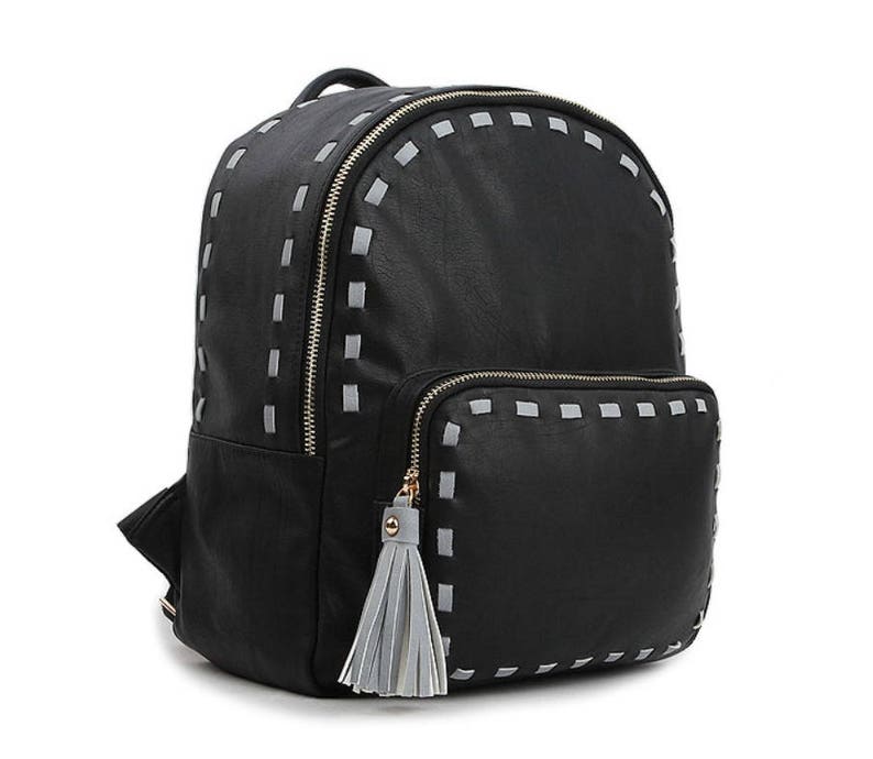 White, Gray, Black Chic Stitch Design Backpack