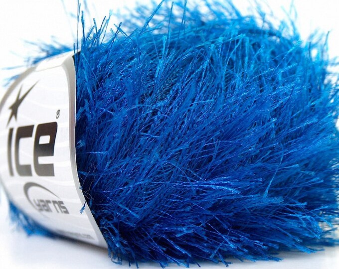 Medium Blue Eyelash Ice Yarn Blue Fun Fur Long Fancy Yarn Etsy