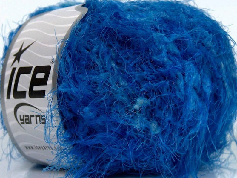 109 yards 46234 Fiber Art Novelty Yarn Polar Eyelash Shades of Blue Ice Yarn Tie back Yarn Bulky Eyelash Fancy Yarn