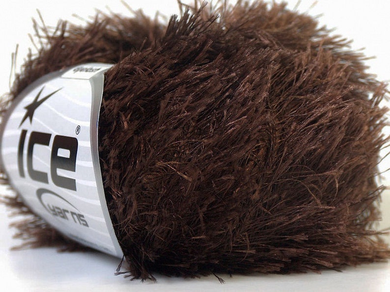 Brown Eyelash Ice Yarn Dark Brown Fun Fur Long Fancy Yarn Etsy