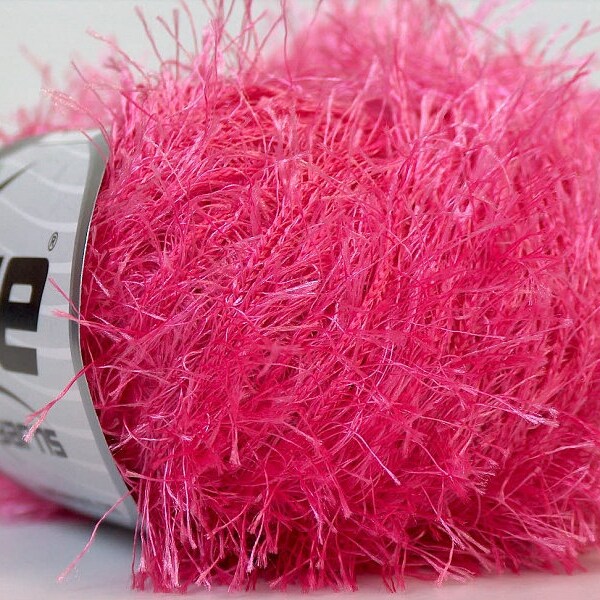Bubblegum Pink Eyelash Ice Yarn, Pink Fun Fur, Baby Girl Pink Fancy Yarn, Fiber Art, Unique Color, 22768