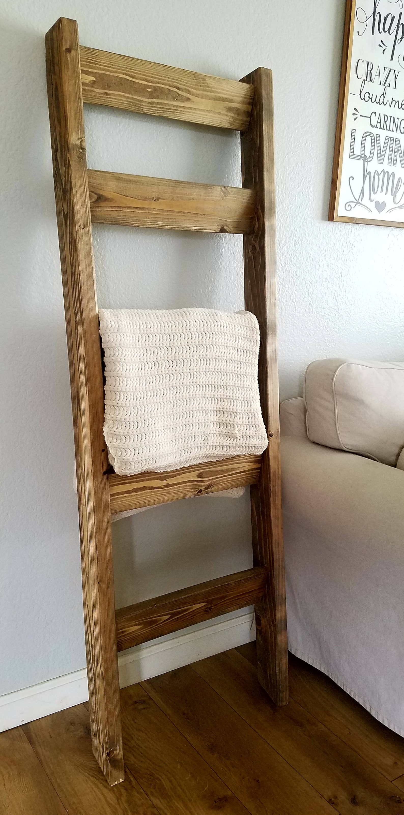 Rustic Blanket Ladder, 5 Ft Blanket Ladder, Wood Blanket Ladder