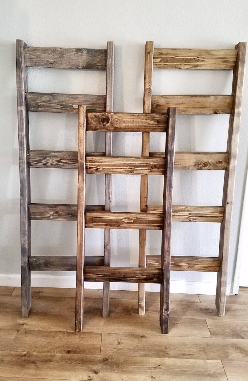 Rustic Blanket Ladder, 5 Ft Blanket Ladder, Wood Blanket Ladder