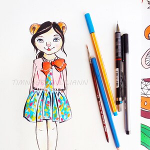 Illustrator for hire, illustration with three characters and detailed background, childrens book custom drawings, story book to self publish