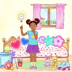 Illustrator for hire, illustration with three characters and detailed background, childrens book custom drawings, story book to self publish