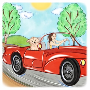 Illustrator for hire, illustration with three characters and detailed background, childrens book custom drawings, story book to self publish