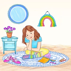 Illustrator for hire, illustration with three characters and detailed background, childrens book custom drawings, story book to self publish