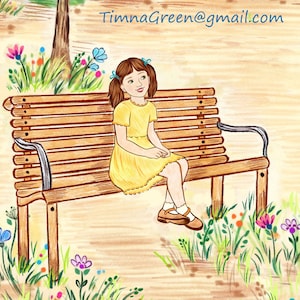 Illustrator for hire, illustration with three characters and detailed background, childrens book custom drawings, story book to self publish