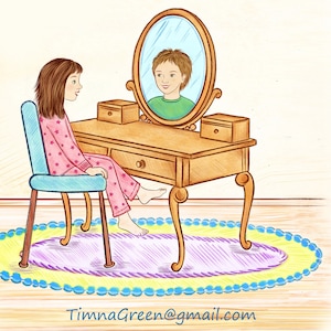 Illustrator for hire, illustration with three characters and detailed background, childrens book custom drawings, story book to self publish