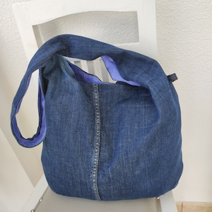 Hobo bag made of denim, simple jeans handbag, shoulder bag, bucket bag environmentally friendly, vegan, sustainable,