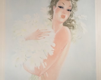 Eugène Antoine Lelièvre (1856-1945) Pinup beauty signed in pencil lithograph