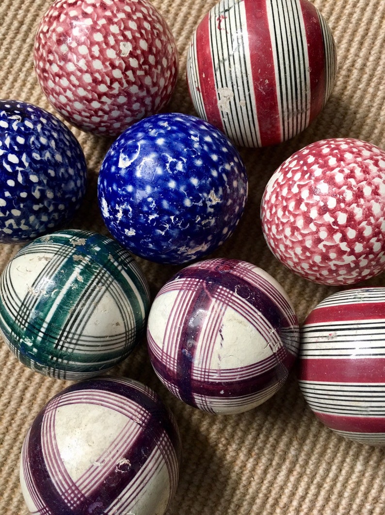 Late 19th century Scottish ceramic carpet bowls