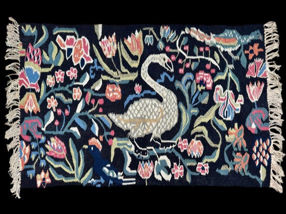 Vintage Swedish Flamskvavnad  from Skåne, in wool tapestry