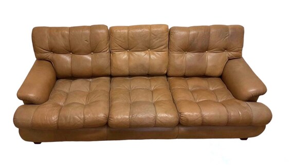 vintage Swedish Arne Norell Saturn leather sofa for Aneby circa 1970s