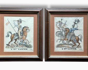 Daniel Ash hand engravings of 12th light dragoon and 9th Lancer dated 1826
