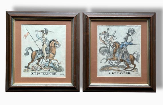 Daniel Ash hand engravings of 12th light dragoon and 9th Lancer dated 1826