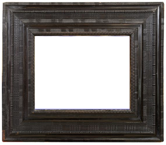 Dutch early 18th century black ebonised ripple milled picture frame.