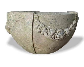 Compton Poppy pattern urn pottery arts guild of Surrey grey terracotta planter.