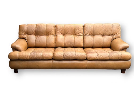 vintage Swedish Arne Norell Saturn leather sofa for Aneby circa 1970s