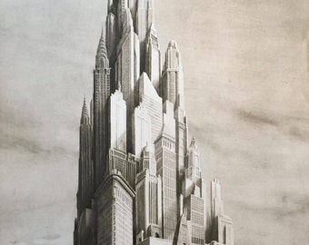 Jan Peter Tripp "American Dream" limited edition New York skyscrapers Etching signed 40/100