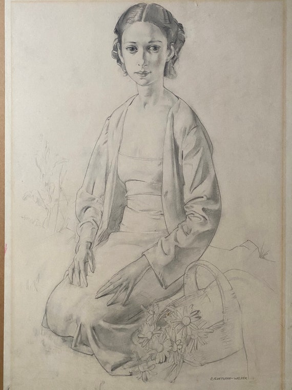 Bernard Fleetwood-Walker (1893-1965) study of girl in pencil signed