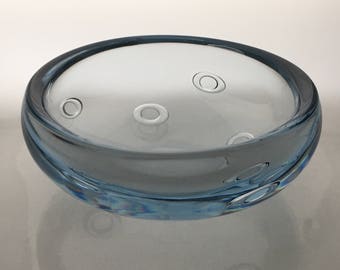 Gunnar Nylund for Strömbergshyttan bowl with ring bubbles signed to base t345?