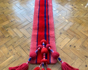 Vintage pop art German Ewald Kroner modernist tufted wall hanging with tassels