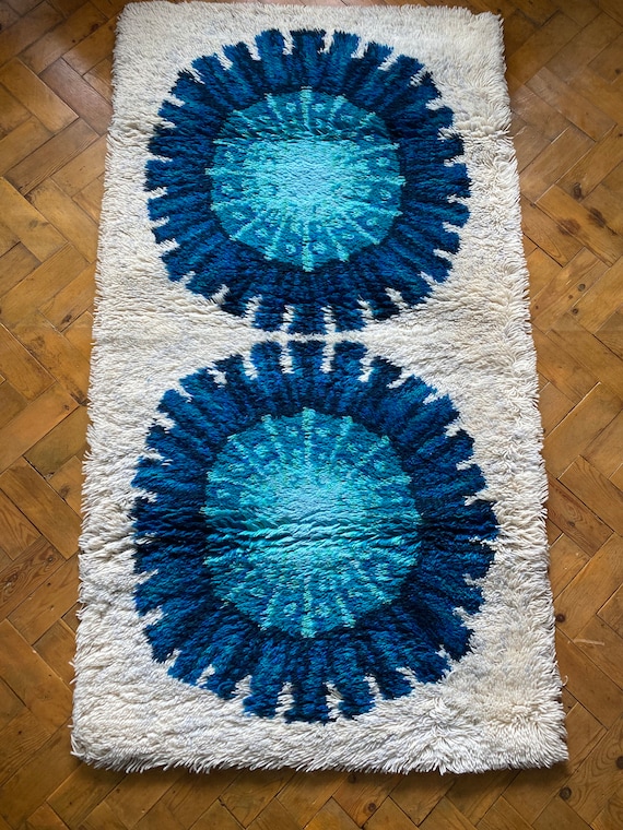 Traditional Swedish Ryamatta shag pile rug circa 1970’s