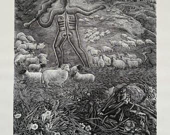 George Tute (b 1933-) Cerne Abbas giant lithograph circa 1985 edition 32/75