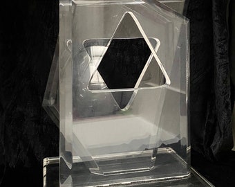 Hollywood regency Modernist Hivo Van Teal lucite perspex abstract form, signed in corner.