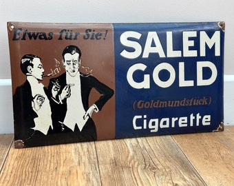 Vintage Salem Gold cigarette enamel advertising sign