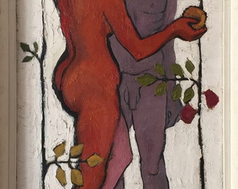 Adam and Eve by Mary Piercy Hornsey College of Art, impasto oil on board