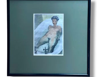 Zdzislaw Ruszkowski (1907-1991) Polish Nude in the bath aquatint circa 1947
