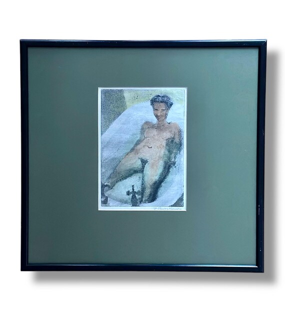 Zdzislaw Ruszkowski (1907-1991) Polish Nude in the bath aquatint circa 1947