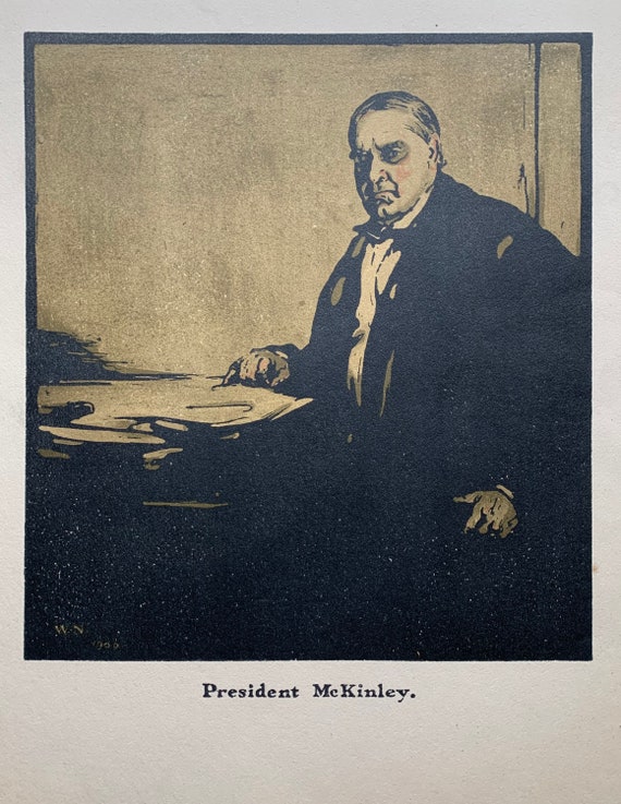 President McKinley by Sir William Nicholson lithographic print circa 1901