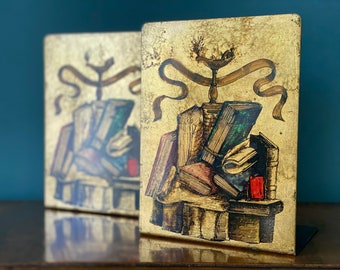 Vintage Italian Felice Galbiati metal painted bookends