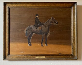 Frances Mabel Hollams (1877-1963) oil on panel lady riding side saddle on a horse called Creina