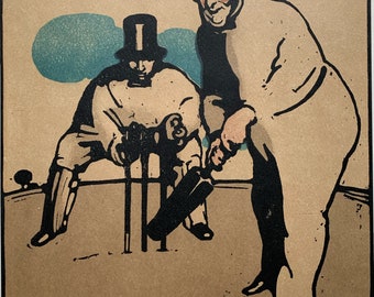 Sir William Nicholson June Cricket from an almanac of twelve sports 1898