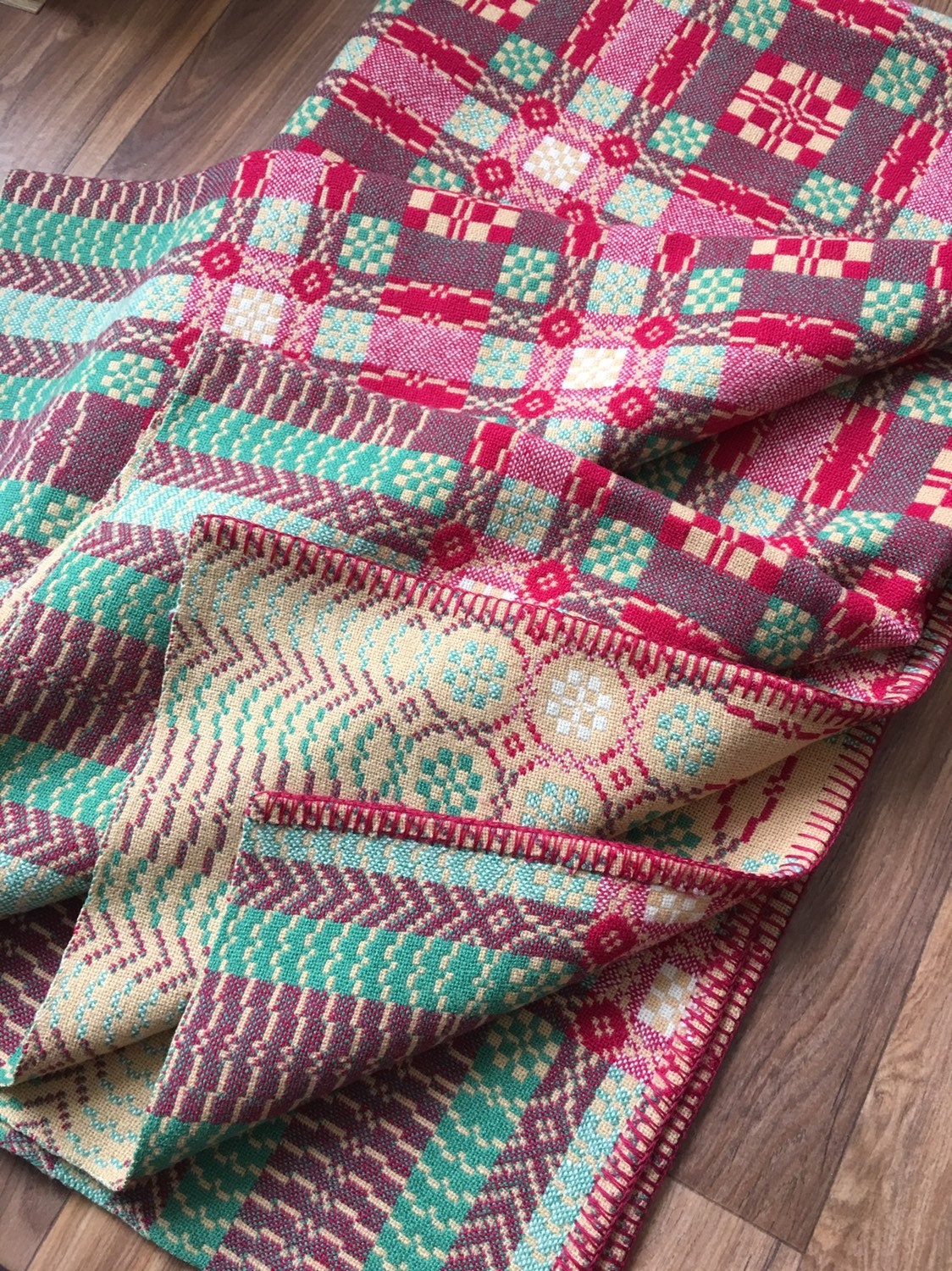 Vintage Welsh blanket caernarfon sessesionist style pattern in wool