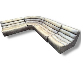 Timothy Oulton Halo Shabby leather sectional sofa