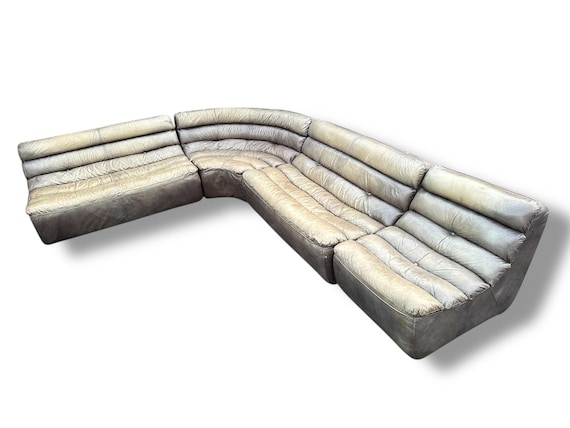 Timothy Oulton Halo Shabby leather sectional sofa