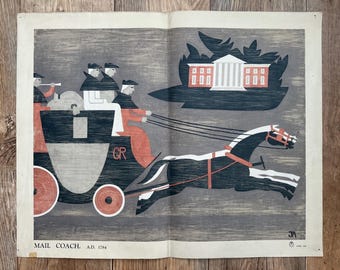 Original GPO John Armstrong poster Mailcoach A.D 1784 lithograph circa 1935