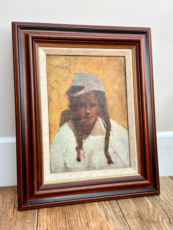David Woodlock (1842-1929), Arab School, Oil on card, 'An Arab Girl in market’