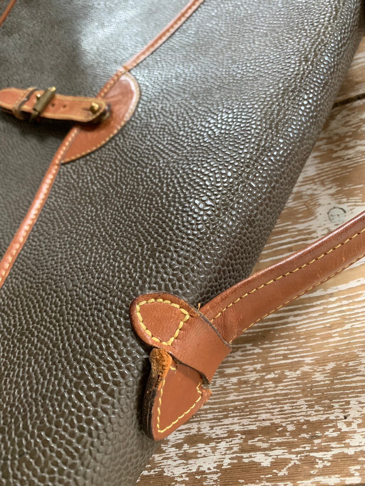 Vintage Mulberry scotchgrain green leather attache briefcase