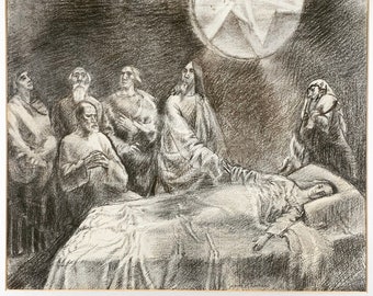 Sydney William Carline(1888-1929) Jesus healing Jairus’s daughter;graphite on laid paper, signed and dated 1922