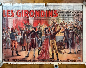 French theatre poster for Les Girondins circa 1900