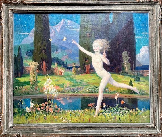Norwood Hodge Macgilvary 1874-1950 American The garden of childhood oil on canvas