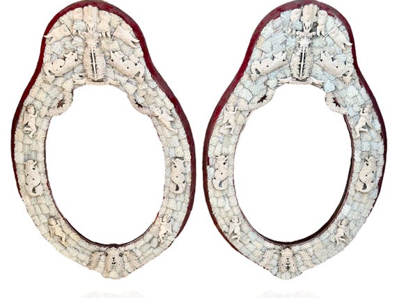 Pair of French Napoleonic prisoner of war Dieppe mirrors circa 1815